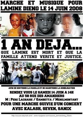 MARCHE ET MUSIQUE POUR LAMINE DIENG LE 14 JUIN 2008
