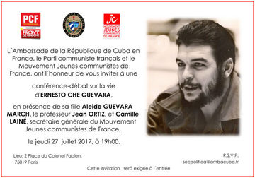 jeudi 27 juillet 2017 de 18 h à 21h à Paris (siège du PCF)
