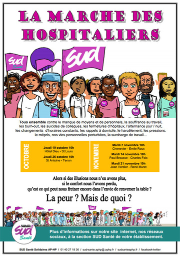 marche des hospitaliers mardi 7 novembre 10H Hôpital Chenevier Créteil