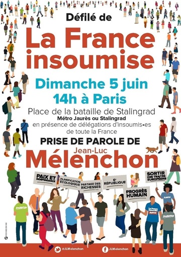 Les « insoumis » à Paris, dimanche 5 juin avec MÉLENCHON
